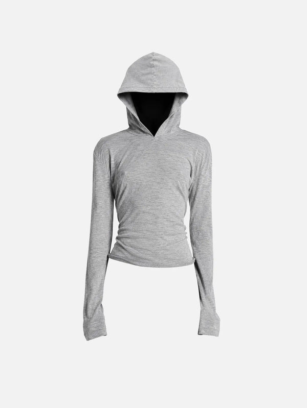 SHOPI GO Nara Second Skin Hoodie Top - Melange Grey - Uncategorized SWEATSHIRT