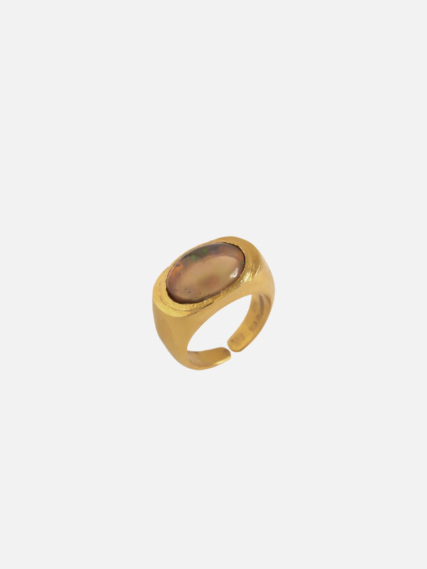HESPERIDES - YÜZÜK - Roman Signet Ring - Black Opal - Gold - shopi go'da!.