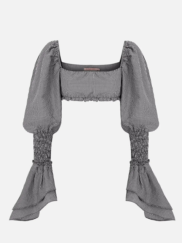 MI MAGIC LOVE Hola Black Gingham Top - Uncategorized BLUZ