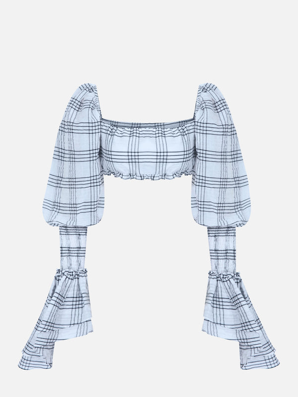 Hola White Black Plaid Top