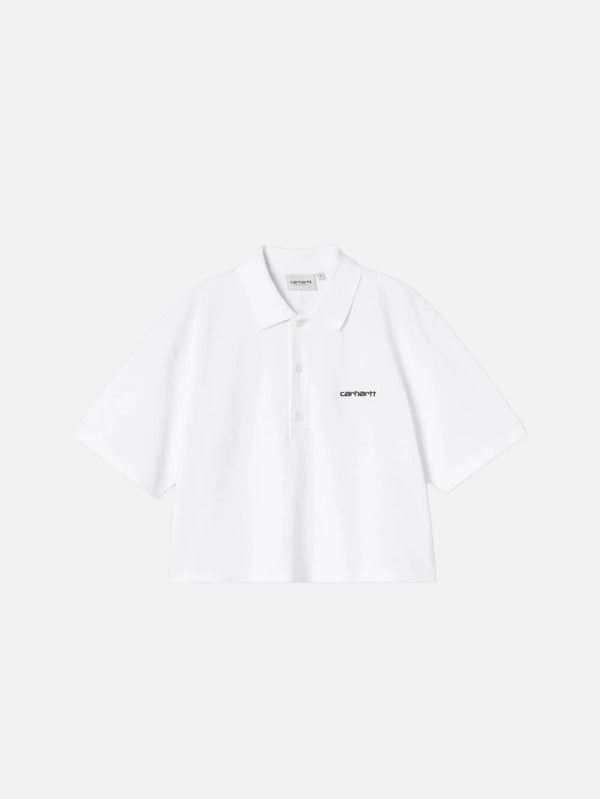CARHARTT WIP W' S/S Carhartt Script Polo TS - White/Black - Uncategorized T-SHIRT