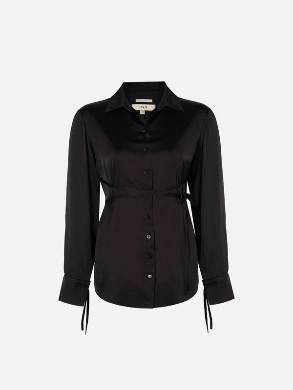 IN.K II Fluid Silk Blouse - Black - Blouses BLUZ