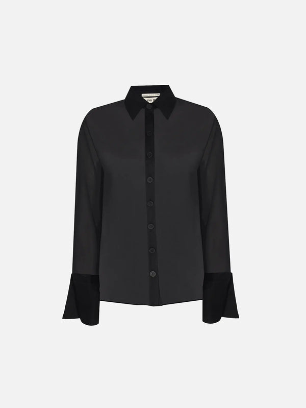 IN.K II Sheer Aura Blouse - Black - Blouses BLUZ