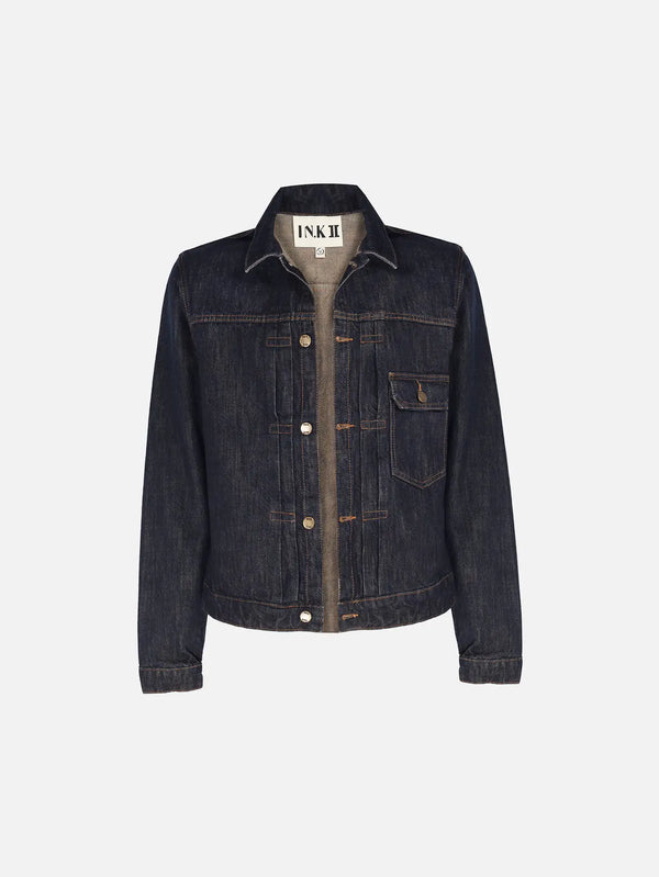 IN.K II Pleated Trucker Jacket - Night Indigo - Trucker Jackets CEKET