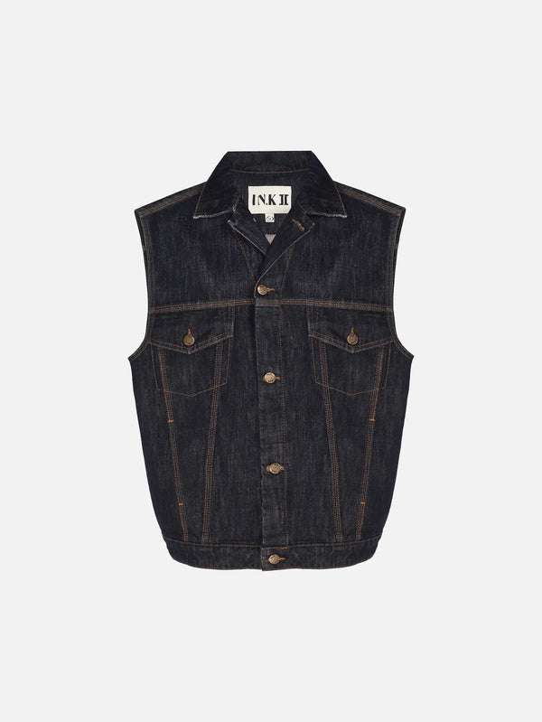 IN.K II Sleeveles Denim Jacket - Night Indigo - Vests CEKET