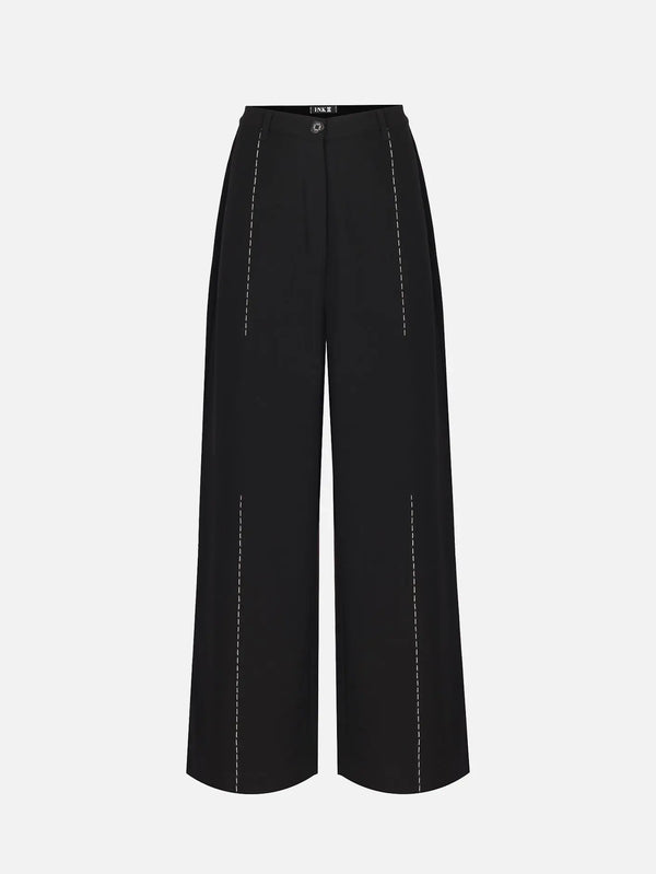 IN.K II Stitched Detailed Wideleg - Black - Trousers PANTOLON