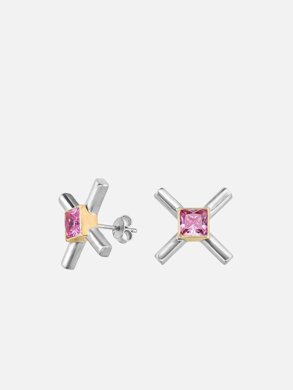 X STUDIO The X Rosy Glow Earrings - Gold & Silver – ön görünüm