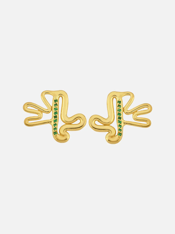 JEWELS FOR JOY Yeşil tsavorit taşlı altın kaplama gümüş yaprak küpe - Feuille - Uncategorized KÜPE