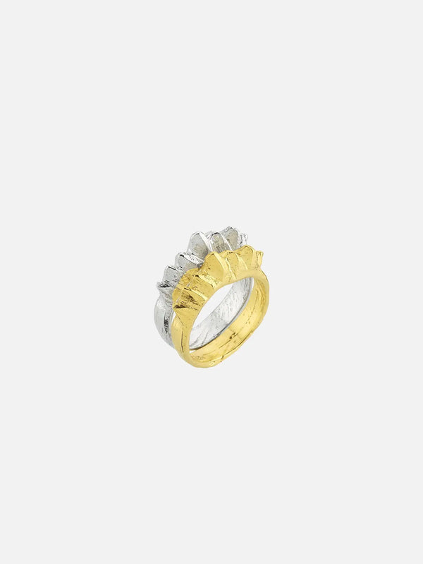 JEWELS FOR JOY Gümüş ve Altın Kaplama Gümüş İkili set Yüzük - Ira - Rings YÜZÜK