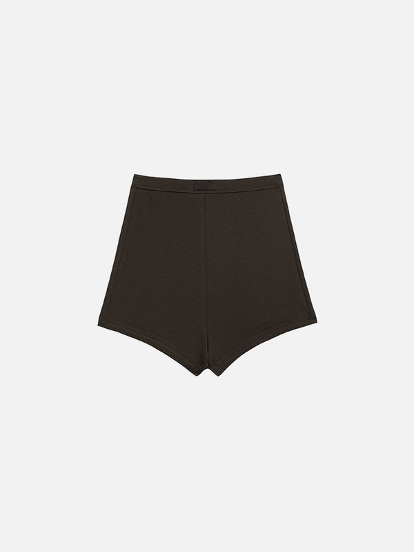 NENNI, Ribbed Cotton Short - Brown, ŞORT, shopi go'da!