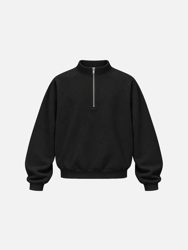 shopi go Katsuyama Half Zip Sweatshirt – Black, önden görünüm