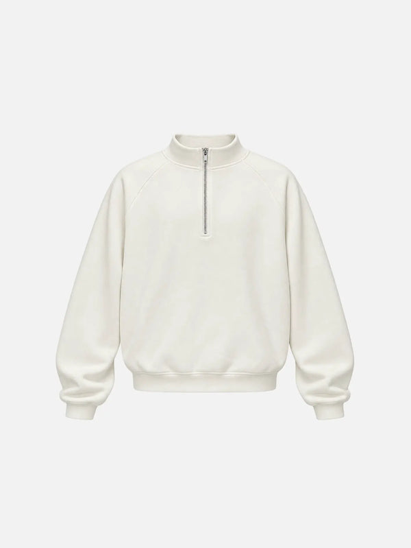 shopi go Katsuyama Half Zip Sweatshirt - Off White – Off White, ön görünüm