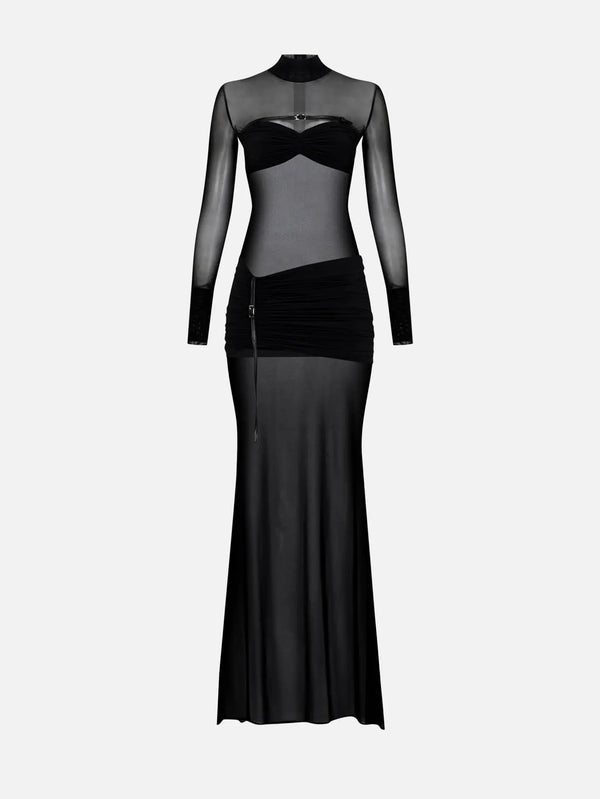 KHÉLA Sheer Scandal Dress - Black - Dresses ELBİSE