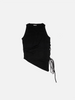 Asymmetric Knit Tank w/ Lacing Detail - Black