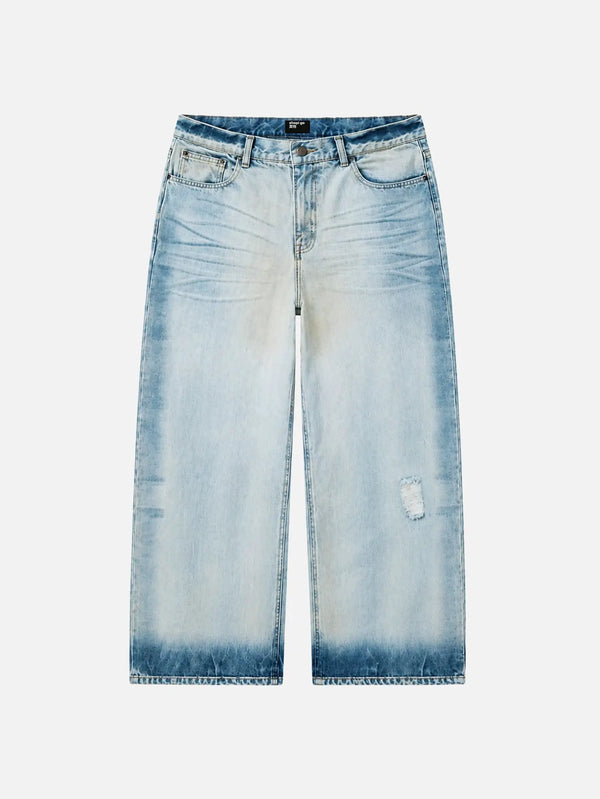 SHOPI GO Kurashiki Washed Logo Jeans - Blue - Uncategorized PANTOLON