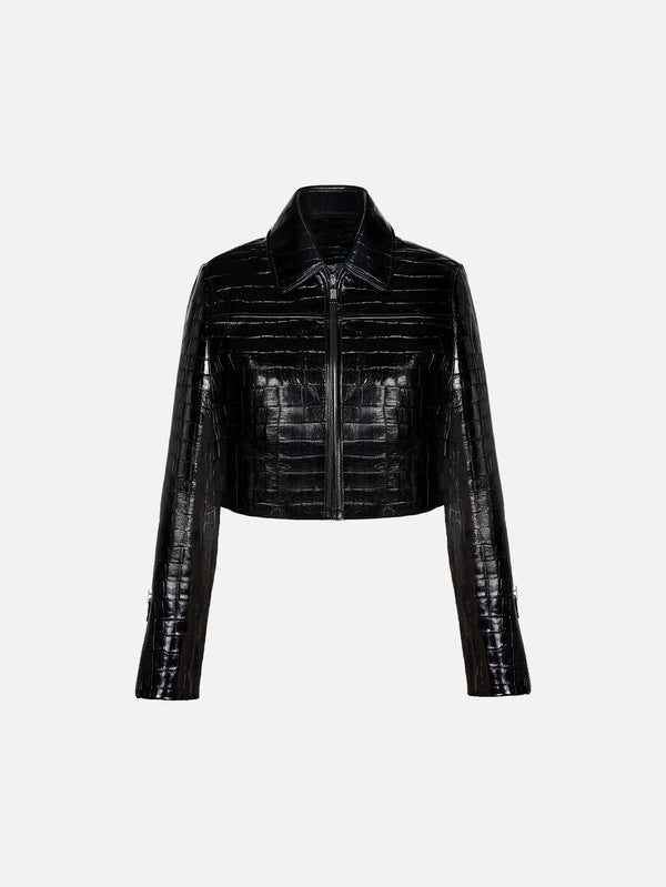 KUNDURA - CEKET - Crocodile Ceket - Siyah - shopi go'da!.