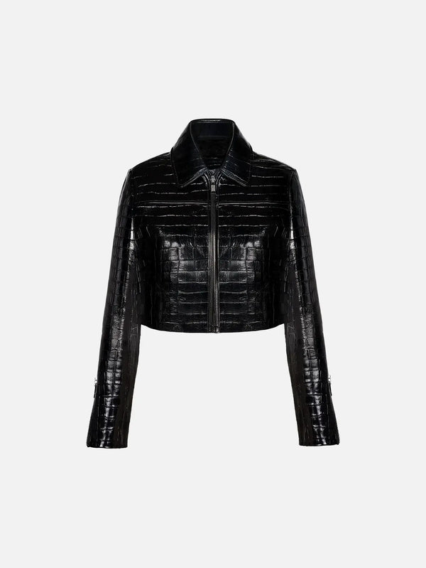 KUNDURA Crocodile Ceket W - Siyah - Coats & Jackets CEKET