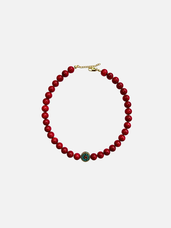 L'ATELIER DES PERLES CorailEye Mercan Taşlı ve El Yapımı Tibet Boncuklu Kolye - Uncategorized KOLYE