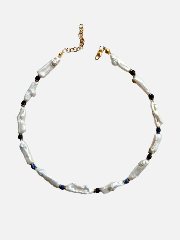 L'ATELIER DES PERLES - KOLYE - Brume Lapis Lazuli ve Barok İncili Kolye - shopi go'da!.