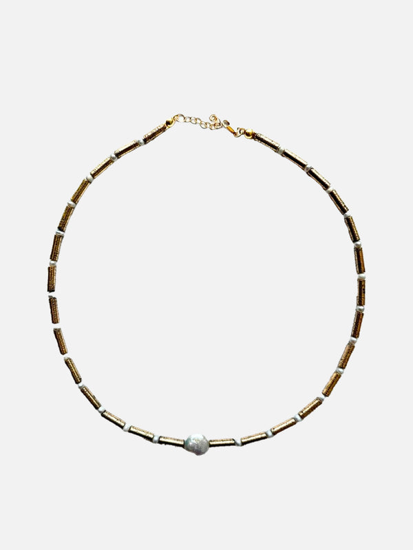 L'ATELIER DES PERLES - KOLYE - Gleam Doğal Lav Taşlı Barok İncili Kolye - shopi go'da!.