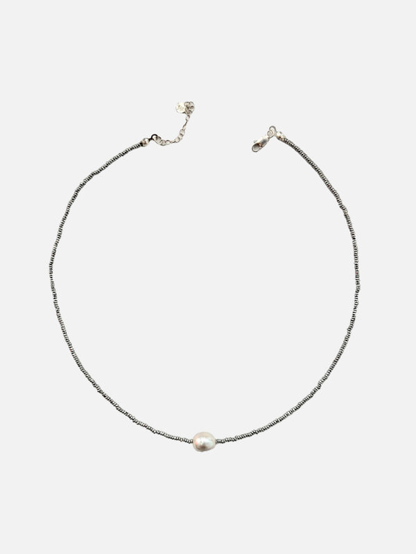 L'ATELIER DES PERLES - KOLYE - LueurArgenté Doğal Hematit Taşlı ve Barok İncili Gümüş Kolye - shopi go'da!.