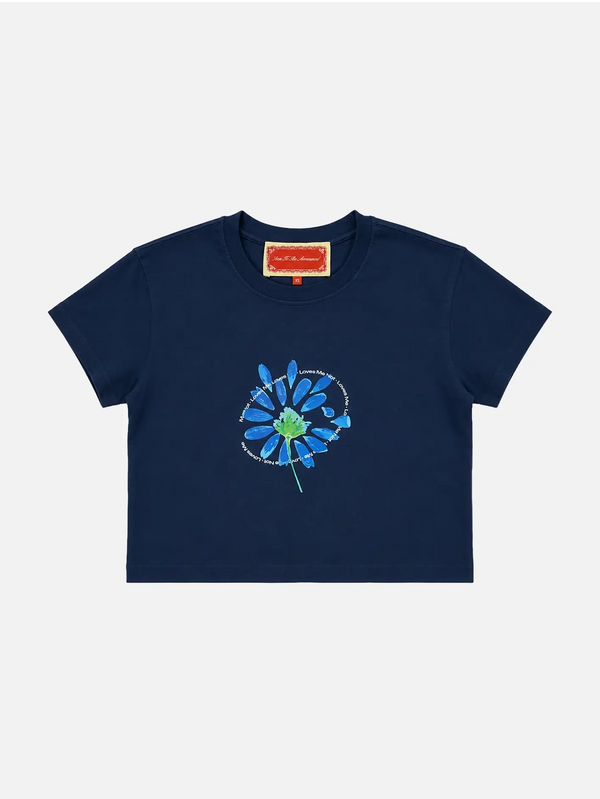 SOON TO BE ANNOUNCED Loves Me Not Baby Tee - Navy - T-SHIRT