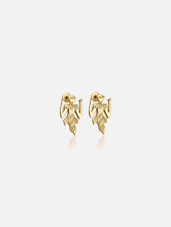 LUNA MERDIN Birdman Altın Küpe Vidalı - Earrings KÜPE