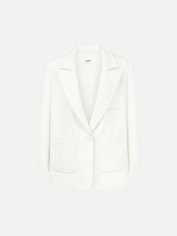 MANAS STUDIO - CEKET - Maia Blazer Jacket - Ecru - shopi go'da!.