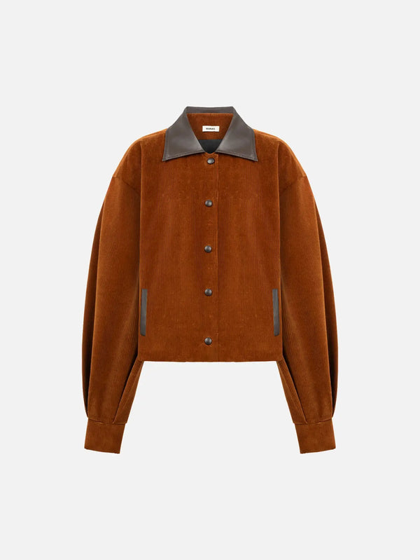 MANAS STUDIO Lynx Velvet Bomber Jacket - Terracotta - Uncategorized CEKET