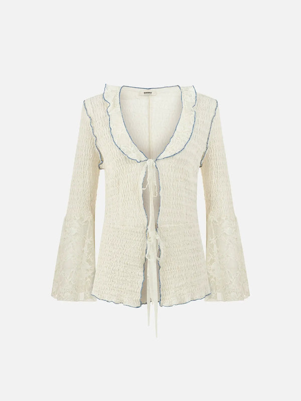 MANAS STUDIO Lunara Lighweith Cardigan - Ecru - Uncategorized HIRKA