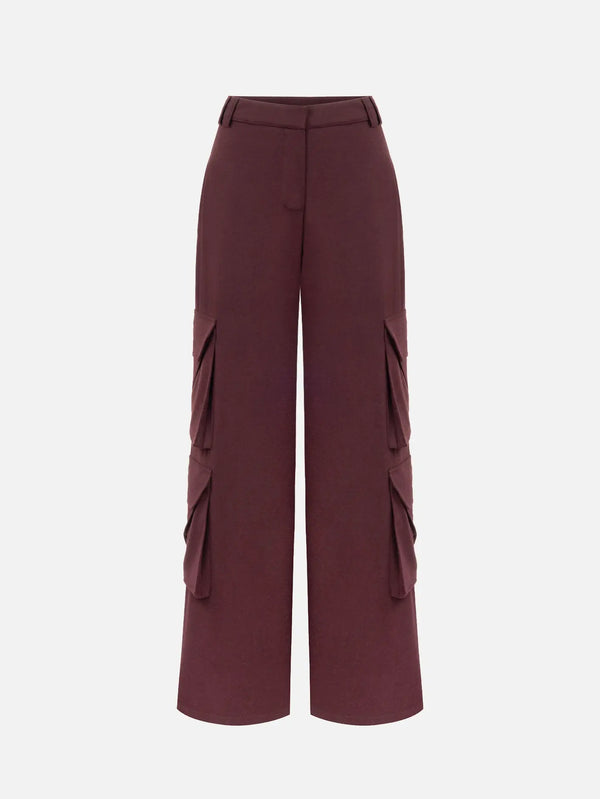 MANAS STUDIO Shyla Cargo Pants - Burgundy - Uncategorized PANTOLON