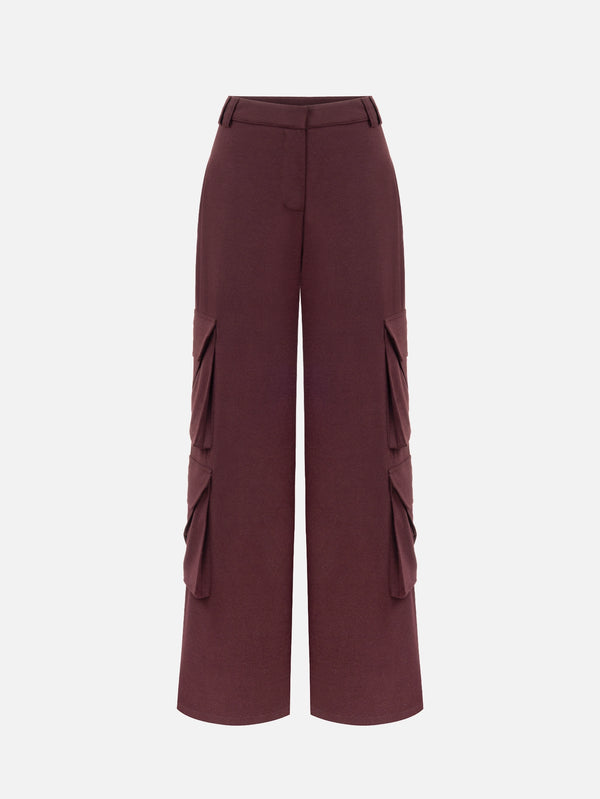 MANAS STUDIO - PANTOLON - Shyla Cargo Pants - Burgundy - shopi go'da!.