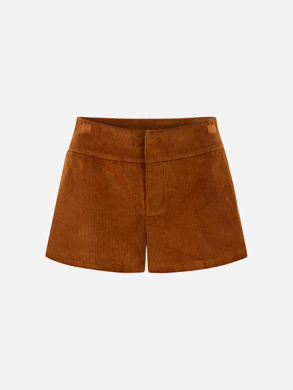 MANAS STUDIO - ŞORT - Lynx Velvet Mini Shorts - Terracotta - shopi go'da!.