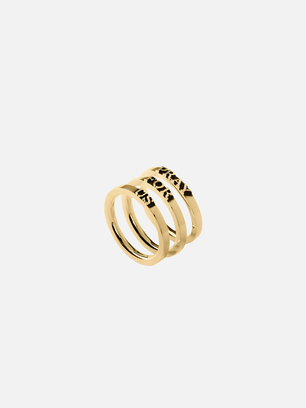 MARTYRE - YÜZÜK - Pray For Us Stack - Gold Vermeil - shopi go'da!.