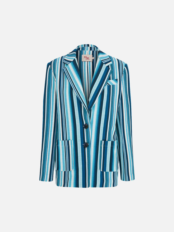 MI MAGIC LOVE Jolene Blazer Jacket - Blue Striped - Sport Jackets CEKET