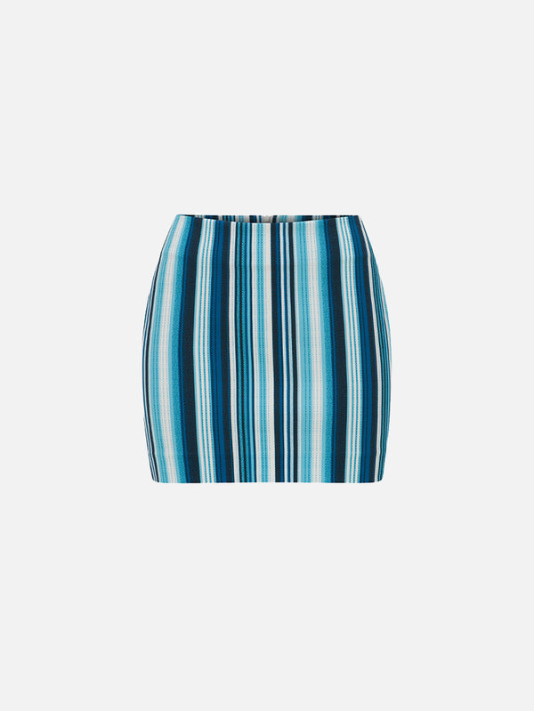 MI MAGIC LOVE - ETEK - Poetic Mini Skirt - Blue Striped - shopi go'da!.