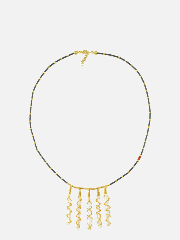 MICHAEL'S Hematite Stick Pearls Dangle Necklace - Necklaces KOLYE