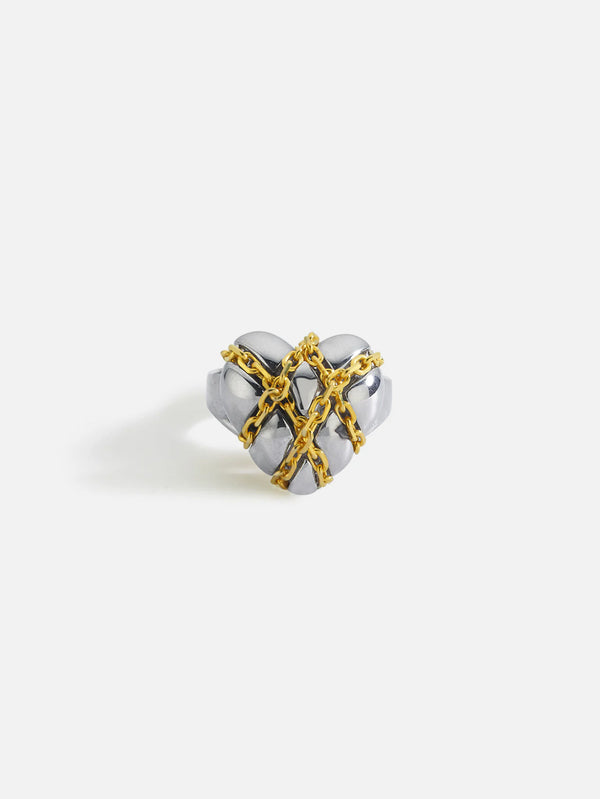 MISHKA - YÜZÜK - Chained Love Ring - Silver/Gold - shopi go'da!.