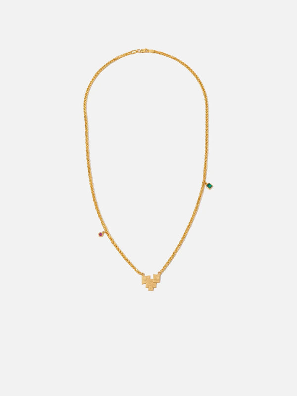 MONAPETRA Yakut ve Zümrüt Taşlı Mozaik Kolye - Necklaces KOLYE