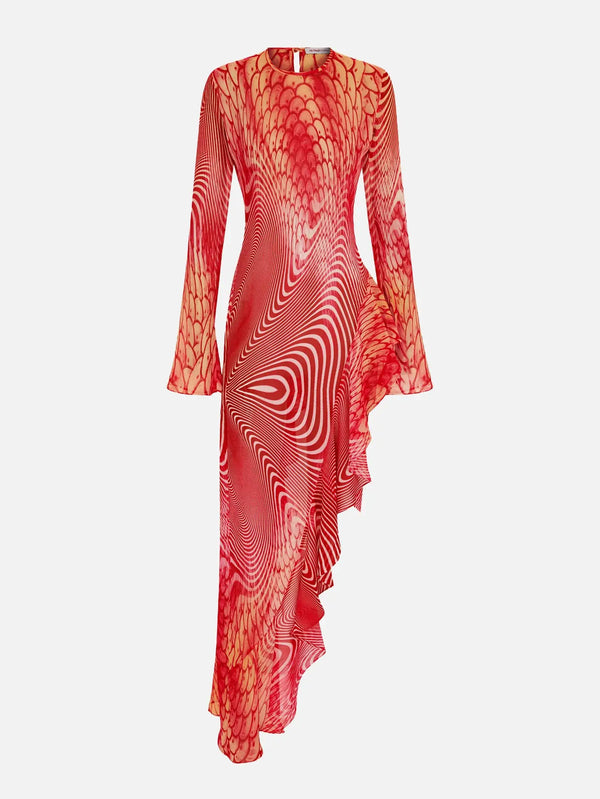 MI MAGIC LOVE Nalu Red Patterned Dress – kırmızı, ön görünüm