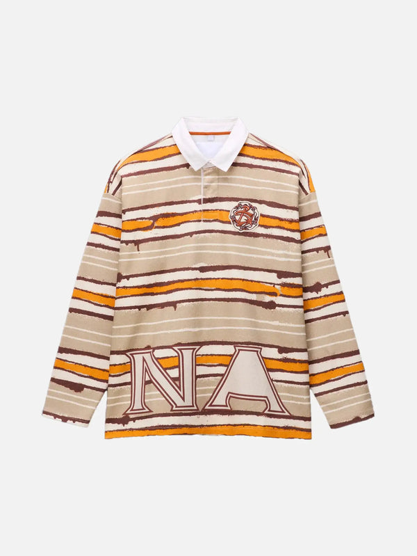 NAPAPIJRI PDF x Napapijri Long Sleeve Polo - Spraied Stripes - Polos T-SHIRT
