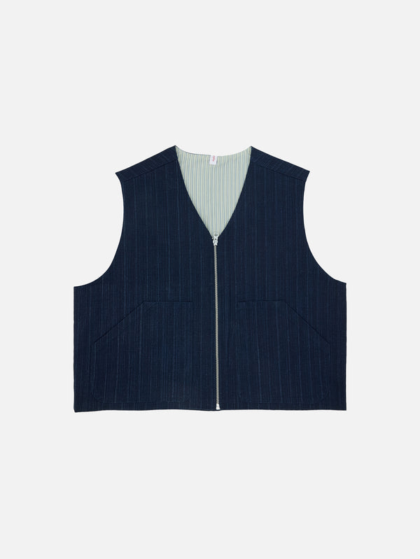 BE.MURPHY, Zipper Vest - Navy, YELEK, shopi go'da!
