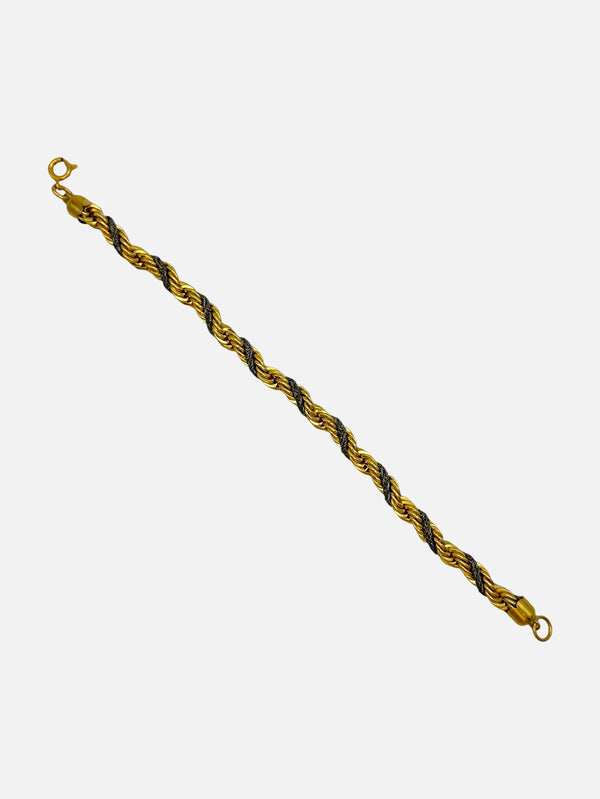 NES VINTAGE - BİLEKLİK - Vintage Silver & Gold Plated Two Tone Rope Twist Bracelet - shopi go'da!.