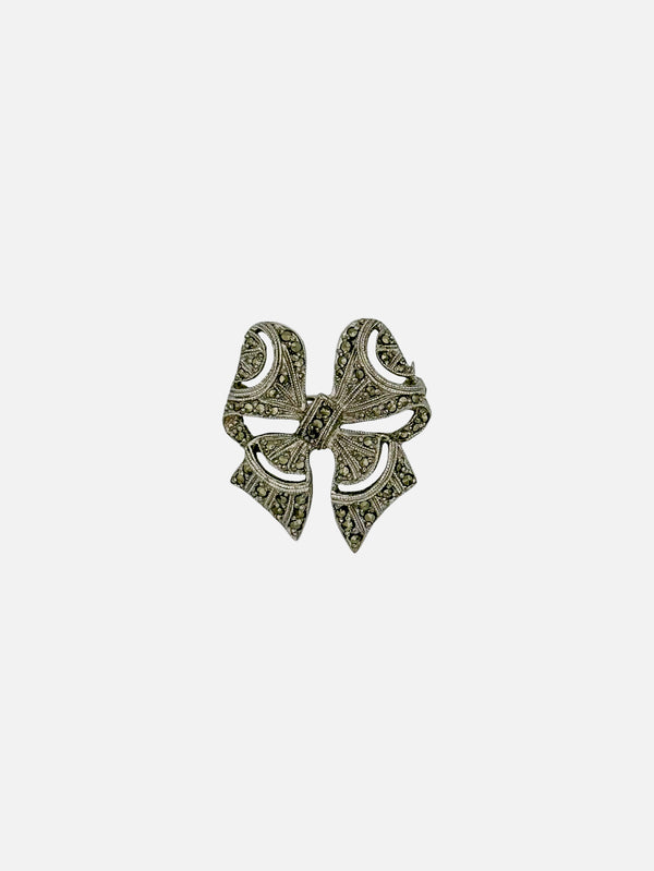 NES VINTAGE - BROŞ - Vintage Marcasite Bow Shape Brooch - shopi go'da!.