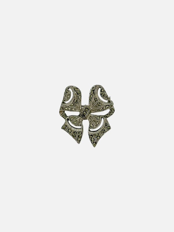NES VINTAGE Vintage Marcasite Bow Shape Brooch - Brooches & Lapel Pins BROŞ