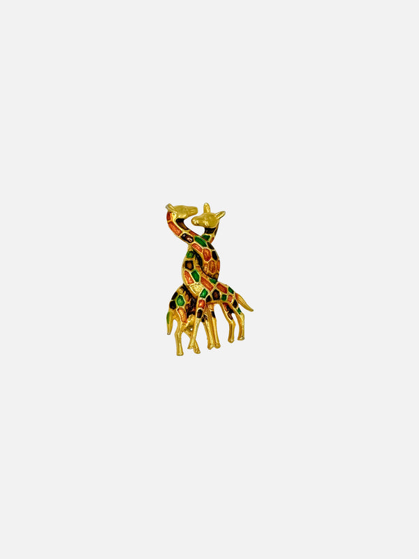 NES VINTAGE - BROŞ - Vintage Multicolor Enamel Double Giraffe Brooch - shopi go'da!.