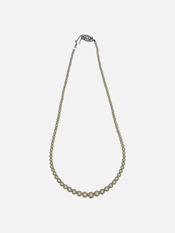 NES VINTAGE - KOLYE - Vintage Signed LOTUS Simulated Pearl Necklace With Silver Clasp - shopi go'da!.