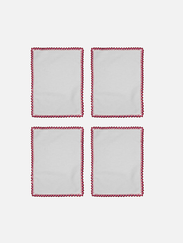 OHM HANDMADE - AMERİKAN SERVİS - Amerikan Servis 4'Lü Set - Beyaz Pembe Kırmızı - shopi go'da!.