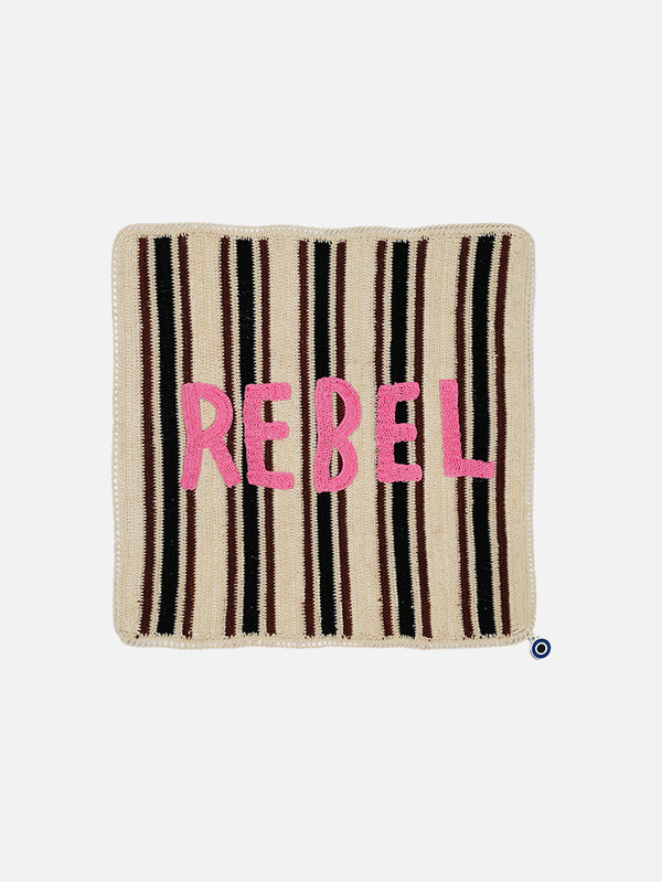 OHM HANDMADE - DANTEL ÖRTÜ - Rebel Stripes Dantel Örtü - Pembe Bej Kahverengi - shopi go'da!.