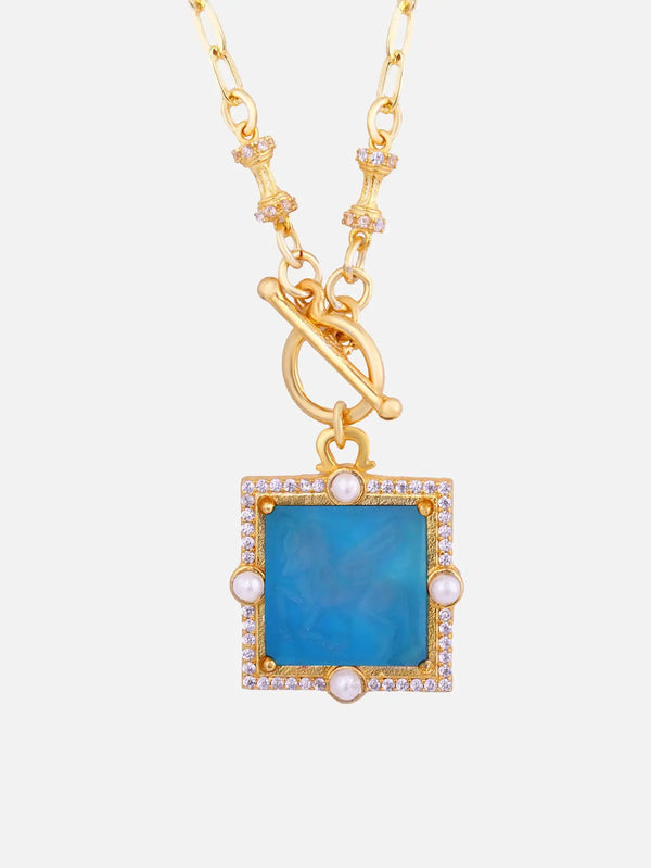 ORE DUNE Tulpar Locket – Blue Chalcedony Stone (Handcrafted) - Necklaces KOLYE
